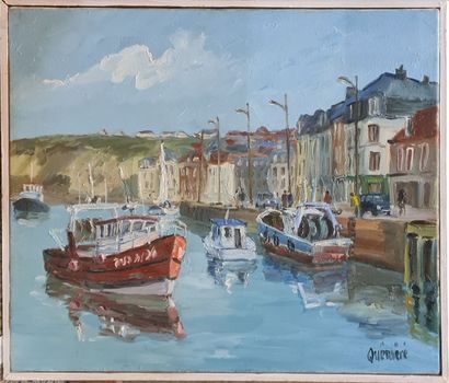 null QUÉMÉRÉ Jean (né en 1942)
Port de Dieppe 
Huile sur toile signée en bas à droite,...