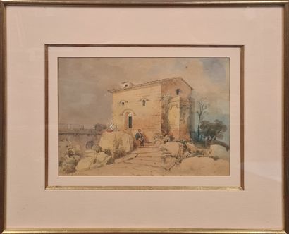 null LAURENS Joseph Bonaventure, 1801-1890,
Maison dans le Midi,
aquarelle sur papier...