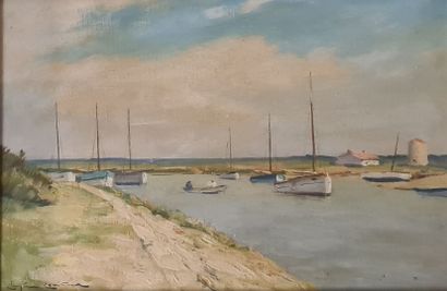 null COUILLAUD Christian (1904-1964)
Le port de Lauzières
Huile sur toile signée...