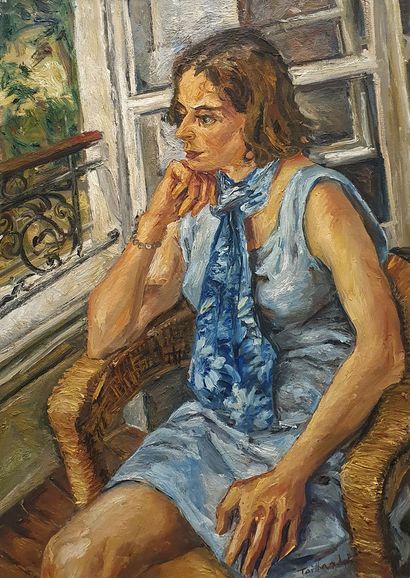 null TAILHARDAT Vincent (né en 1970)
la femme à sa fenêtre
Huile sur toile signée...