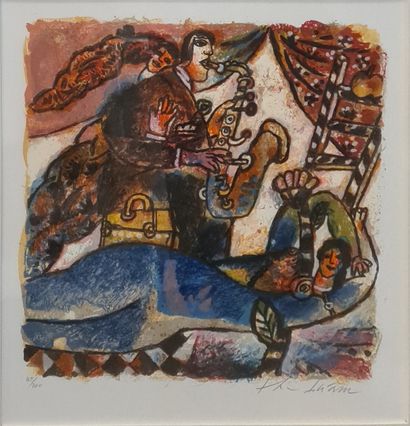 null TOBIASSE Theo (1927-2012)
The saxophonist
Lithograph in color, signed lower...