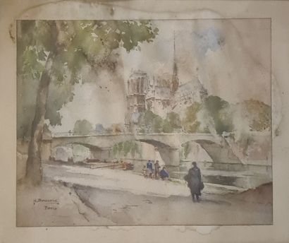 null BOUVRIE Henry (1896-?)
Notre Dame de Paris
Aquarelle sur papier, signée et située...