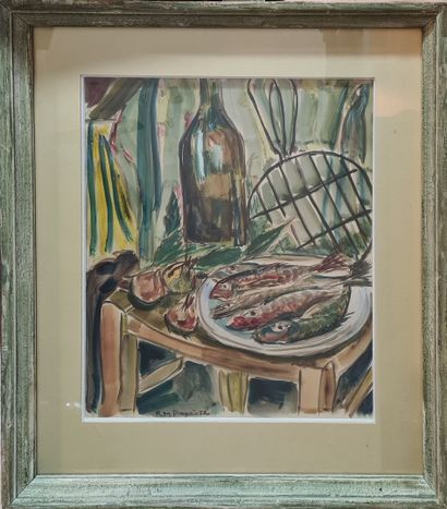 null PAGES RM (XX-XXI) 
Still Life with Fishes, 1952 
Gouache on paper, signed and...