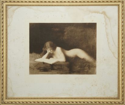 null HENNER Jean-Jacques, after,
The reader,
etching in brown (traces of humidity),...