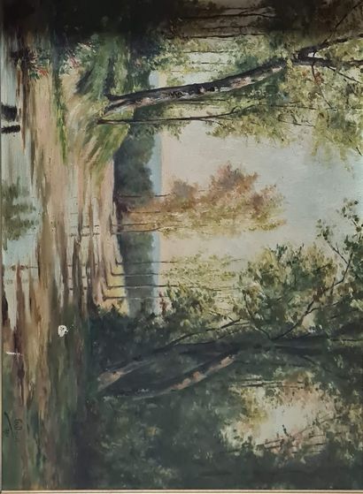 null DROUET G., XIXe-XXe siècle,
Clairière après l'averse, 1897,
huile sur toile...