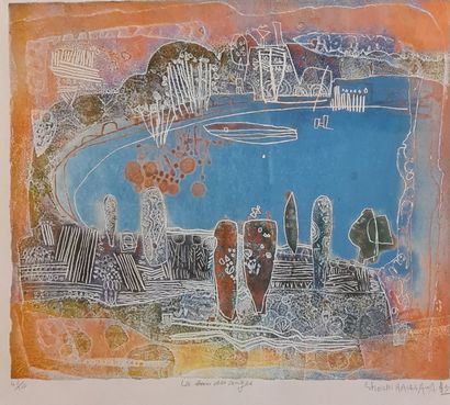 null HASEGAWA Shoichi (né en 1929)
La baie des anges 
Aquatinte en couleur, signée...