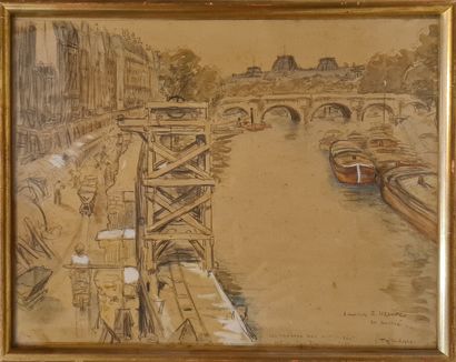 null TRILLEAU Gaston (XIXe-XXe siècle)
Les travaux des quais vus du pont St Michel,...