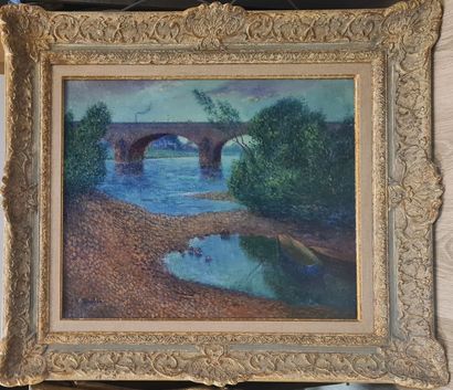 null DUCLOUX Henri (1860 - 1930)
Pont sur le fleuve
Huile sur toile signée en bas...