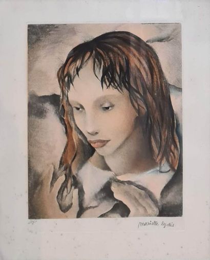 null LYDIS Mariette (1887-1970)
Jeune femme pensive,
eau-forte, signée en bas à droite,...