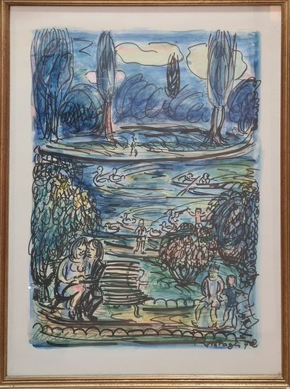 null PAGES RM (XX-XXI) 
Boats in the Bois de Boulogne, 72
Watercolor, black felt...
