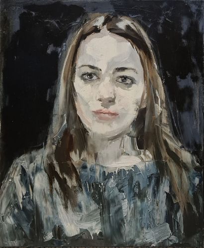 null NOVOKHATSKA Olga (née en 1979)
Autoportrait sur fond noir, 2015 
Huile sur toile...