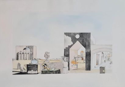 null DALI Salvador, after
Surrealist Landscape
Etching, unsigned
55 x 76cm.