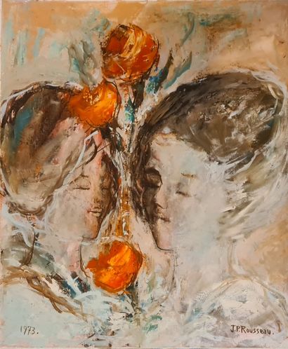 null ROUSSEAU Jean-Pierre (né en 1939)
Femmes aux roses, 1973
Huile sur toile signée...