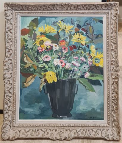 null FOUCHET-BARDIN (XX)
Bouquet de fleurs,
huile sur toile, signée en bas à droite,
74...