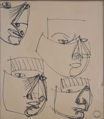 null BEAUDIN André (1895-1979)
Etude de visages 
Encre sur papier, porte le cachet...