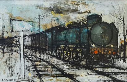 null ROUSSEAU Jean-Pierre (né en 1939)
Le train, 1967
Huile sur toile signée et datée...