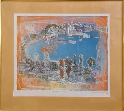 null HASEGAWA Shoichi (né en 1929)
La baie des anges 
Aquatinte en couleur, signée...