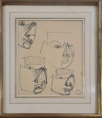 null BEAUDIN André (1895-1979)
Etude de visages 
Encre sur papier, porte le cachet...