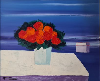 null DUC Franck (né en 1940)
Bouquet devant la mer 
Peinture sur toile signée en...