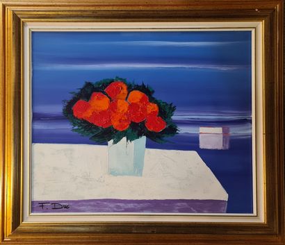 null DUC Franck (né en 1940)
Bouquet devant la mer 
Peinture sur toile signée en...