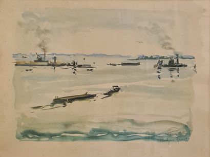 null PRESTAT Georges (1911-1994)
The Lagoon of Abidjan, March 1954
Watercolor on...
