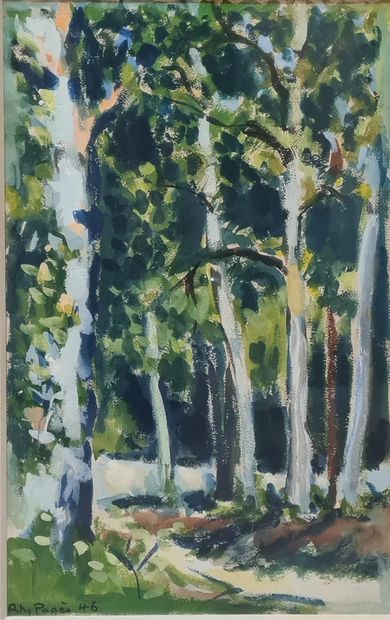 null PAGES RM (XX-XXI) 
Under the birch trees, 46 
Gouache on paper, signed and dated...