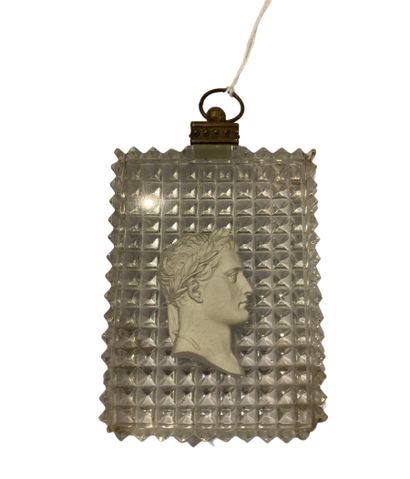 null Portrait of Napoleon I in sculpture framed by a crystal background with a diamond...