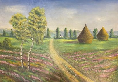 null Lot including:

PICHON R(XX-XXI)
Landscape
Oil on canvas signed lower right...