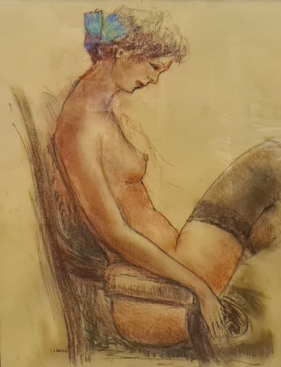 null LANIAU Jean (born 1931)
Seated Nude
pastel on paper, signed lower left 
insolation...