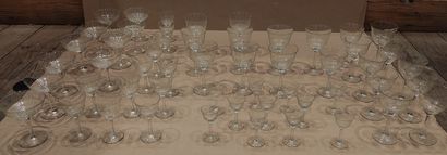 null Part of service of stemmed glasses, liqueur glasses, red and white wine glasses,...