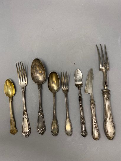 Set of 8 silver and silver-plated cutlery...