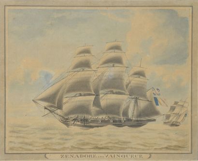 null ANONYMOUS 19th century,
Zenadore and Vainqueur - La Pandour,
two watercolors...