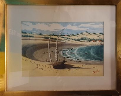 null BARBOSA JS (XIX-XXth)
Beach, 1965
Watercolor on paper, signed and dated lower...