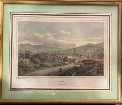 null DEBELLE Alexandre (1805-1897)
Vue de GAP, hautes - Alpes 
Gravure située en...