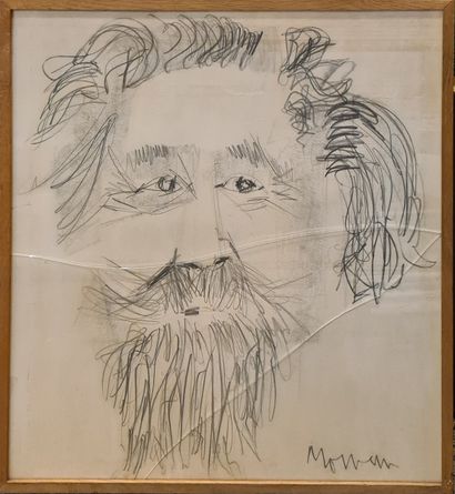 null MORVAN Jean-Jacques (1928-2005)
Portrait de Gaston Bachelard,
crayon, signé...