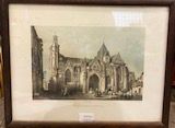 Lot of 9 framed pieces: engravings and various...