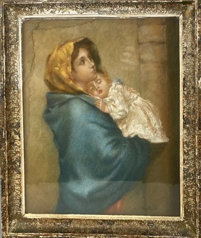 null CHANTERELLE Lucien
Mother and child
Pastel signed in the lower right corner,...