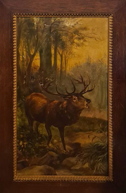 null MODERN SCHOOL [NETHE]
Deer and Hinds, August 1907
Pair of oil on canvas forming...
