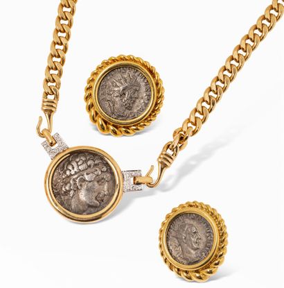 null Case of Madame X, Greece.
18K (750) and 14k (585) gold half-set comprising:...