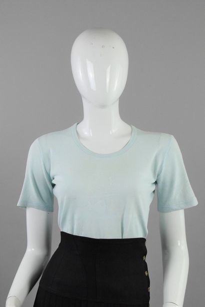 null COURREGES 
Circa 1970

Rare blue short sleeves top with fish pattern by transparency....