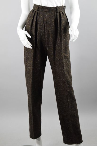 null SAINT LAURENT Left Bank 
Fall/Winter 1986

Pants in chocolate wool, fabric with...