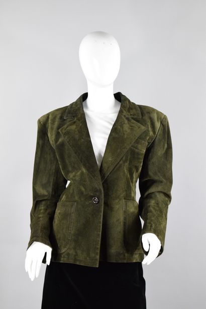 null SAINT LAURENT Left Bank 
Circa late 1970

Blazer-style jacket in dark green...