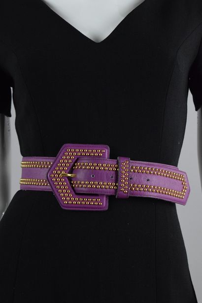 null SAINT LAURENT Left Bank 

Purple leather studded belt, large covered buckle...
