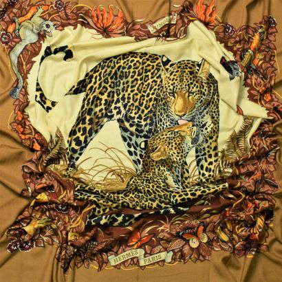 null HERMES PARIS 

Rare silk and cashmere shawl "Jungle Love" by R. Dallet first...