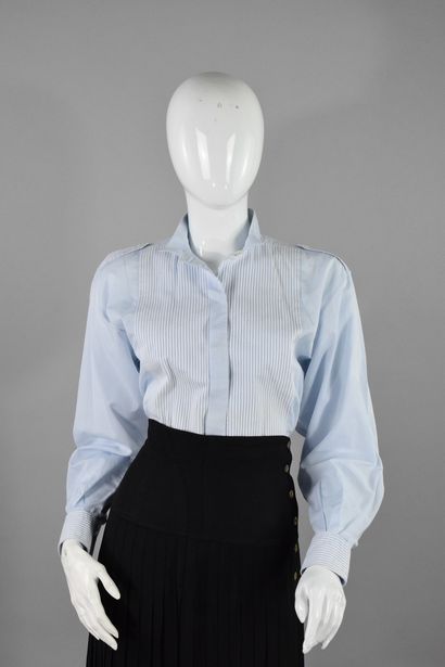 null TED LAPIDUS Haute Couture Boutique
Circa 1980

Light blue cotton tuxedo shirt...