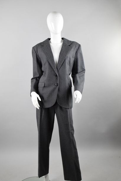 null YVES SAINT LAURENT Left Bank 
Spring/Summer 1990

Set consisting of a gray wool...
