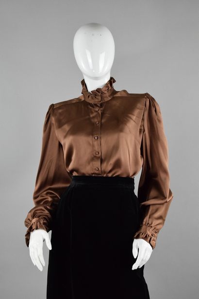 JEAN LOUIS SCHERRER 

Chocolate silk blouse...