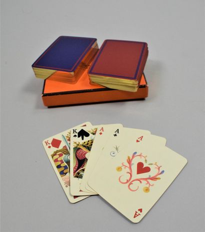 null HERMES PARIS 

Double set of 54 playing cards. 
In a Hermès box provided for...