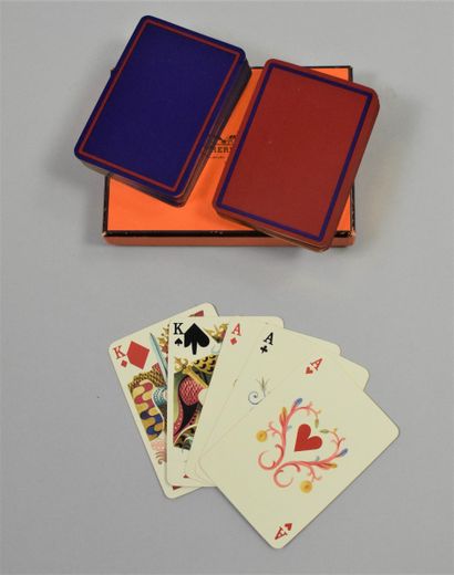null HERMES PARIS 

Double set of 54 playing cards. 
In a Hermès box provided for...