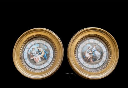 null Pair of engravings in tondo end of 18th and beginning of 19th century 
23 cm...